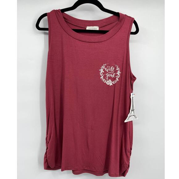 french pastry Tops - French Pastry Burgundy Tank Top Sleeveless Tee Soft Lightweight Shirt 1X  Womens